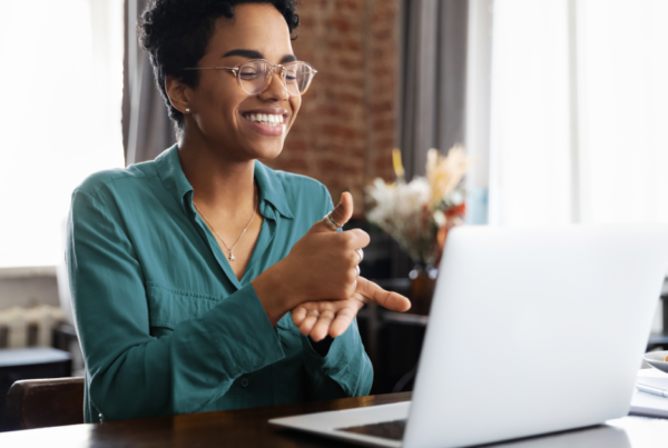 Teacher engaging with student online