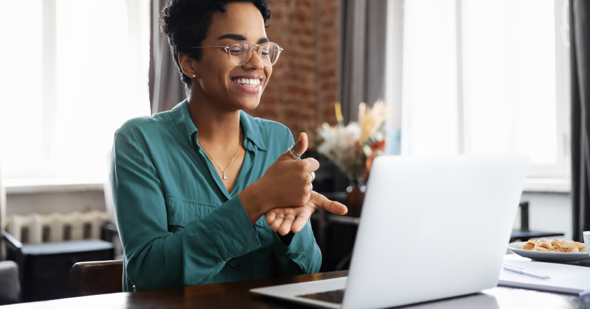 Teacher engaging with student online