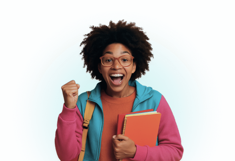 Student waving
