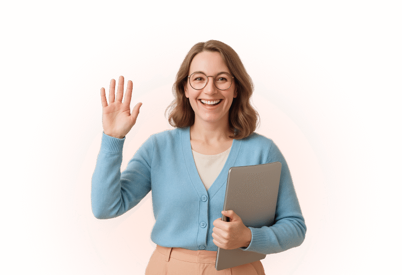 Teacher waving